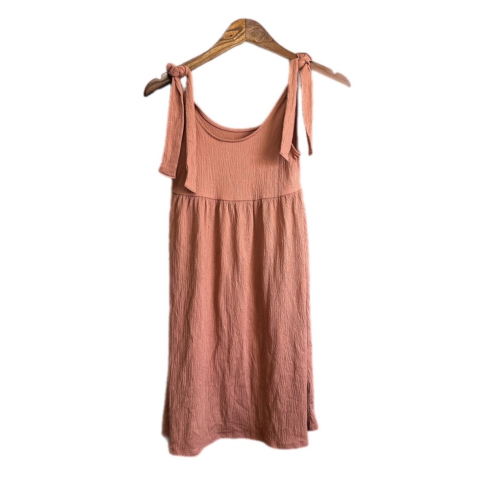 Wild Fable Textured Tie Shoulder Midi Dress‎ Peach Coral XS